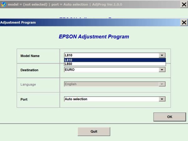 Epson L850 Adjustment Program